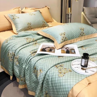 Bộ Chăn Ga Gối Lụa Thái Nhập Khẩu Mềm Mịn, Sét 4 Món Chăn Trần Hè Thoáng Mát