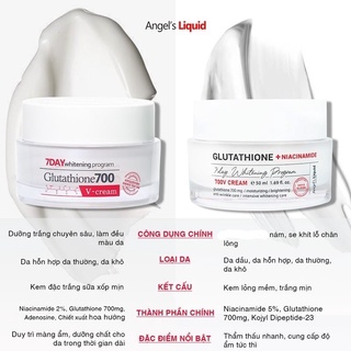 Kem dưỡng làm trắng mờ nám Angel's Liquid Glutathione Plus Niacinamide 700 V 7day Cream 50ml MẪU MỚI