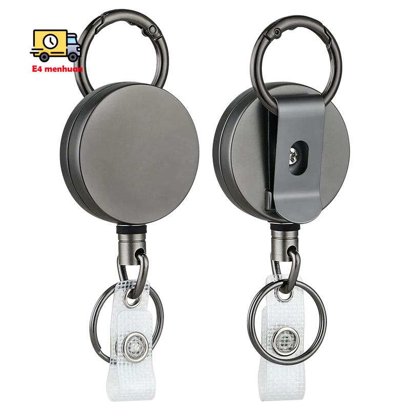 2 Pack Heavy Duty Retractable Badge Holder Reels, Metal ID Badge Holder