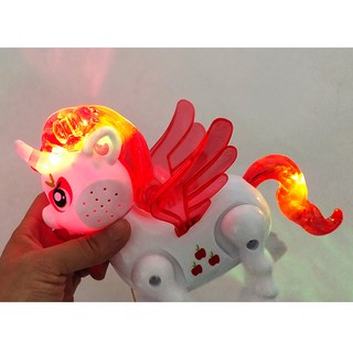 Ngựa Pony biết đi - Heo biết đi có đèn 7 màu nhấp nháy nhạc vui nhộn màu sắc đẹp có dây dắt cho bé chơi