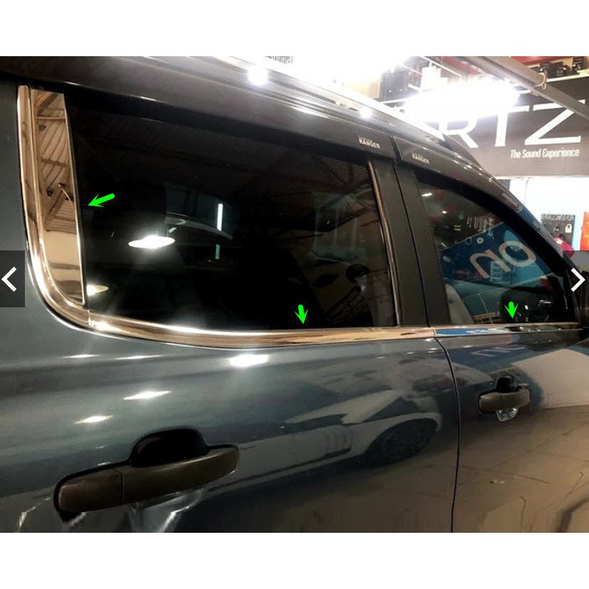 Nẹp viền chân kính và cột C xe Ford Ranger đời 2014- 2021, 2022, 2023,2024 Hàng inox cao cấp