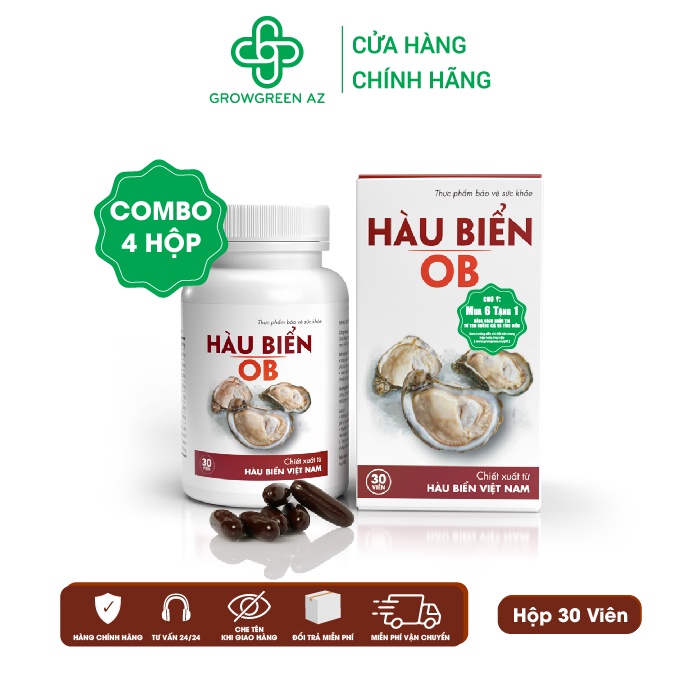 Ảnh HOB- Bộ 4 Hộp Hàu Biển Ob Hết Sinh Lý Yếu, Tăng Chất Lượng Tinh Binh, Rối Loạn Cương Dương(Hộp 30v) 1