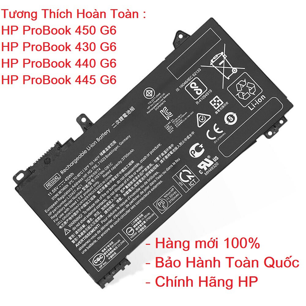 Laptop Battery RE03XL For HP ProBook 430 440 445 450 455 G6 Series HSTNN-DB9N HSTNN-UB7R L32407-2B1 L3240