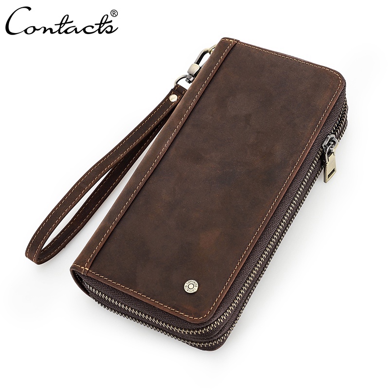 Ví da CONTACT'S có dây đeo thời trang dành cho nam cỡ 6.7 inch gift for boyfriend