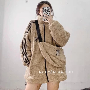 Set Áo Khoác Lông Mix Túi Đeo Chất Lắm Ạ