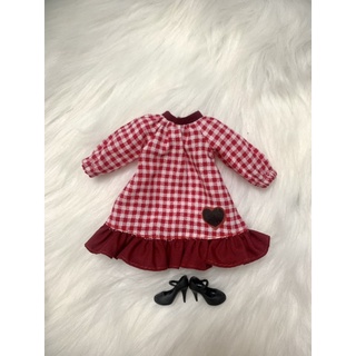 Váy caro đỏ trái tim size blythe,xinyi,barbie,bjd1/6