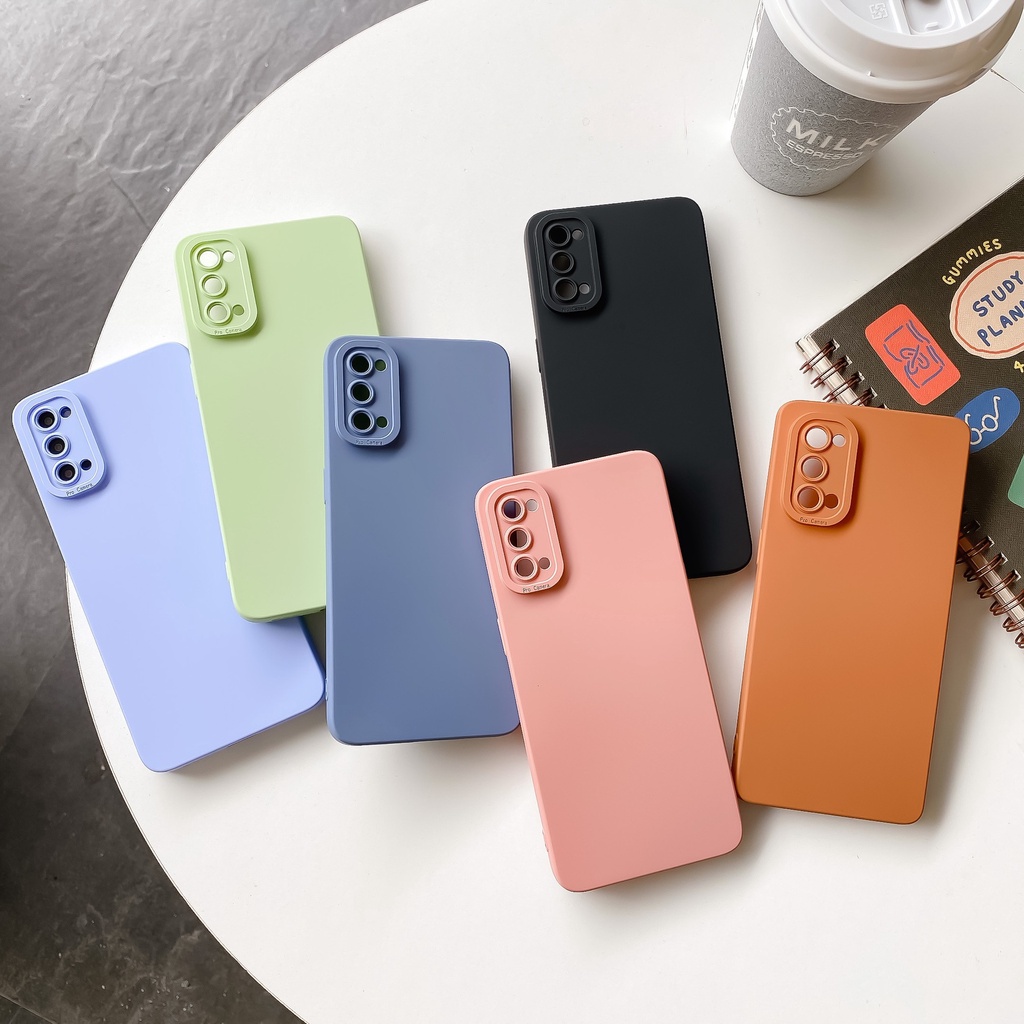 Ốp điện thoại viền vuông màu trơn chống sốc cho OPPO A38 A18 A16 A16s A15 A15s A74 A95 A54 A55 A72 A52 A72 A53 A33 A32 A12 A5s 4G 5G 2026