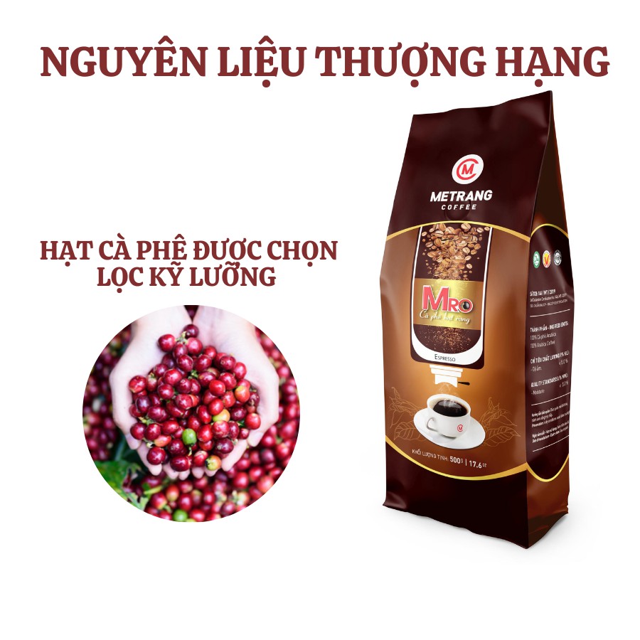 Ảnh Cà phê hạt, cà phê rang mộc pha máy MRO Mê Trang - Túi cafe hạt 500g & 1kg 3