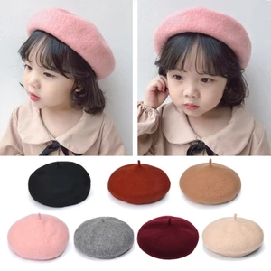Baby Girls Beret Hat Solid Color Vintage Beret Beanie Cap Bonnet Hat for Kids