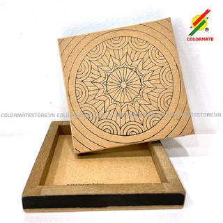 Khung vẽ tranh Canvas gỗ bộ 2 hình 11x11cm, VAT - COLORMATE