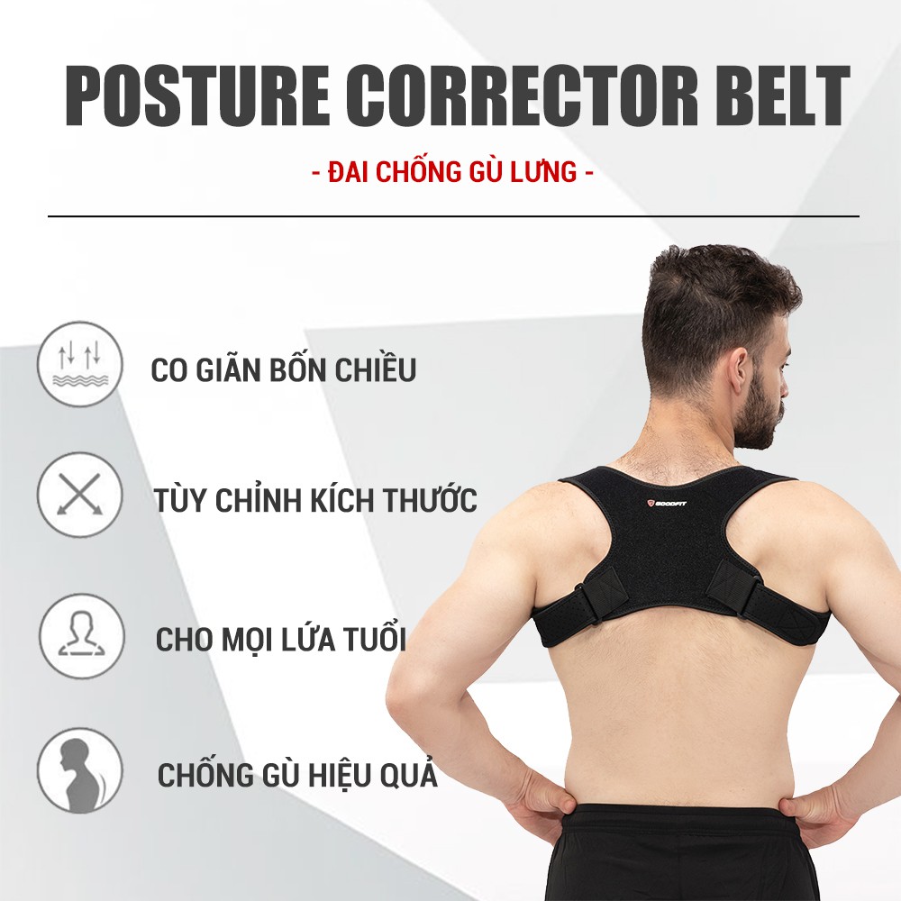 Ảnh Đai chống gù lưng nam, nữ chính hãng GoodFit đai định hình cơ thể chất liệu bền, thoáng khí GF711P 2
