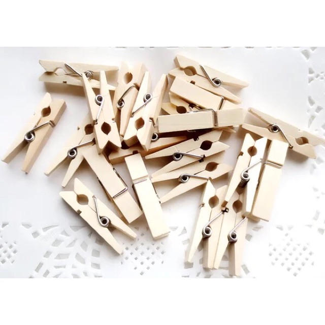 [FREESHIP] Bộ phụ kiện trang trí Kẹp gỗ treo ảnh & Dây thừng treo ảnh giá rẻ 30 kẹp gỗ + 1mét dây thừng
