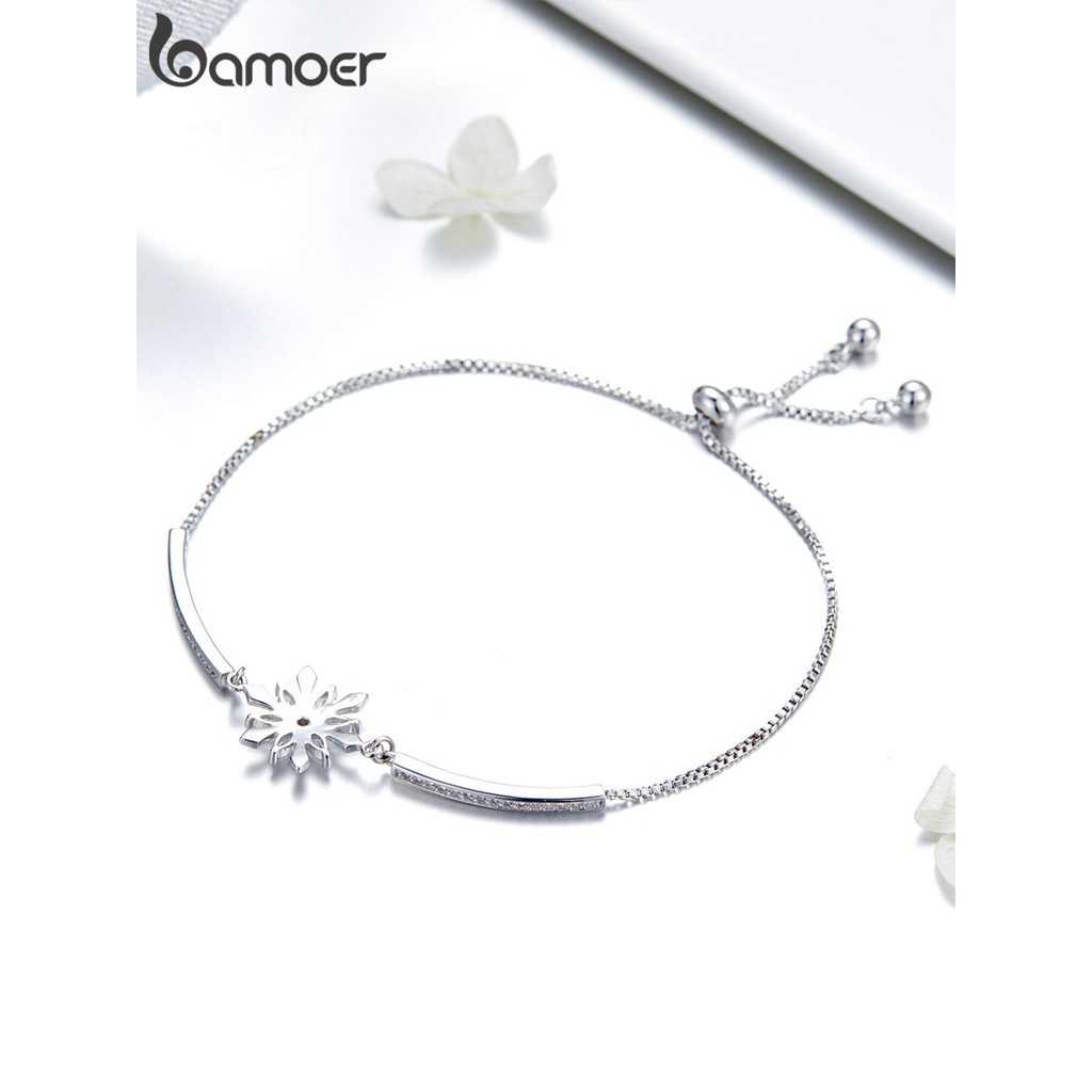 Vòng Tay Bamoer Bông Tuyết Vòng Tay Cubic Zircon Có Thể Điều Chỉnh Trang Sức Cho Nữ Quà Tặng