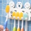 Toothbrush Holder Wall Mounted Suction Cup 5 Position Cute Cartoon Smile Bathroo