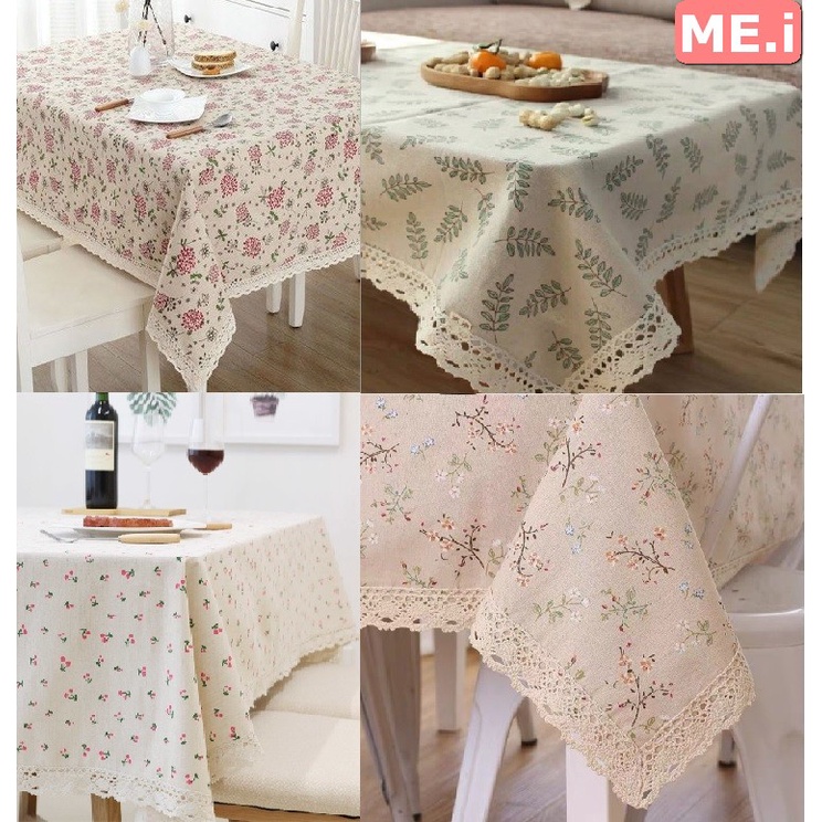  Khăn trải bàn vải canvas VIỀN REN họa tiết nhí