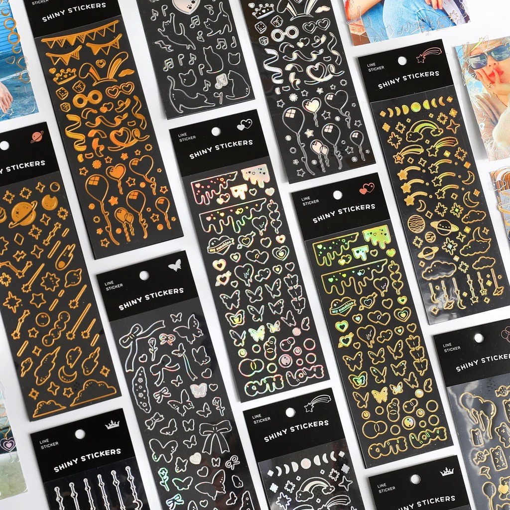 [PART 4] Sticker viền bạc, vàng, 7 màu, hologram, laser trang trí ...