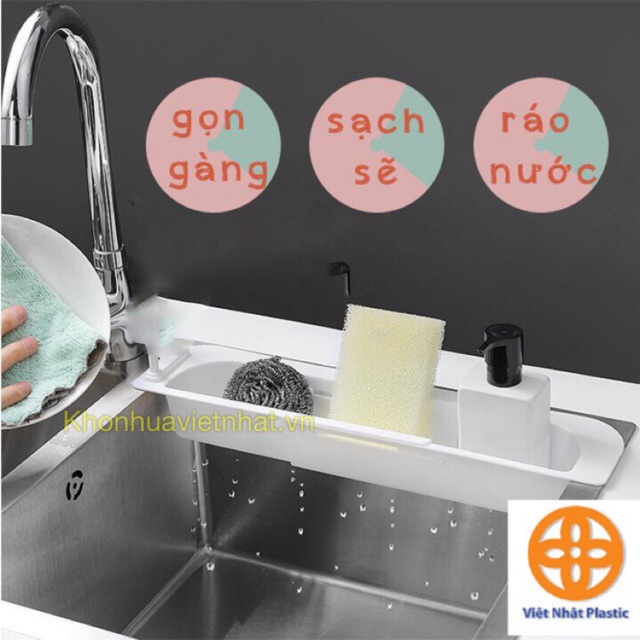 Giá để giẻ rửa bát nhựa Việt Nhật, khay gác bồn để đồ rửa chén hàng cao cấp bền đẹp (MS 5612)bé