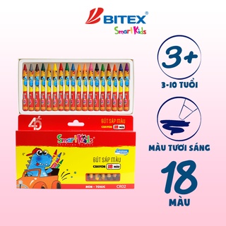 Bút sáp màu Smartkids Dino CR01 / CR02 / CR03 12-18-24 màu tô dành cho học sinh mẫu giáo, tiểu học bé từ 3 tuổi