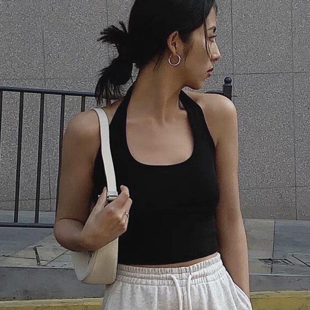 Áo Croptop Yếm Nữ Ôm Body Thun Gân Dày Chất Lượng Ulzzang