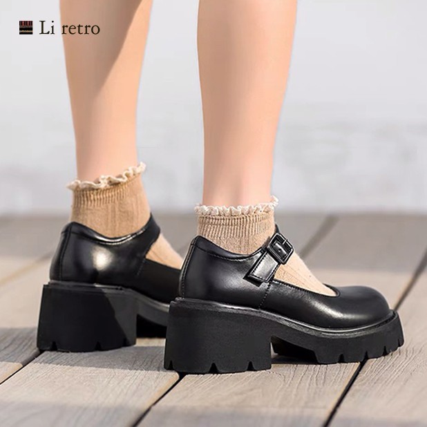 [10197] Giày Platform Mary Jane - Giày da nữ vintage Li retro (giày da ...