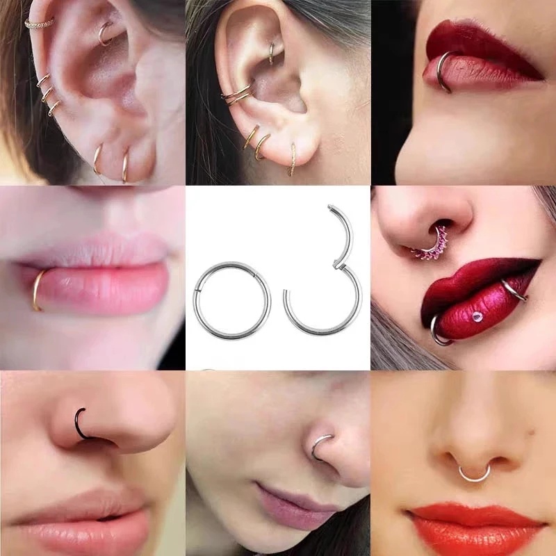 Khuyên Xỏ Mũi 6 / 8 / 10 / 12mm Bằng Thép Không Gỉ Nhiều Màu Sắc Thời Trang Dành Cho Nữ
