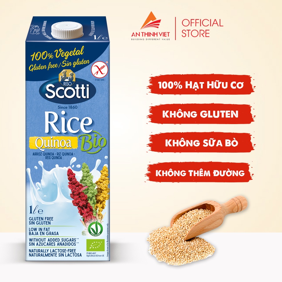 [Mã BMLTB35 giảm đến 35K đơn 99K] Sữa Gạo và Diêm Mạch Hữu Cơ Riso Scotti - ORGANIC Bio Rice Quinoa Drink - 1L