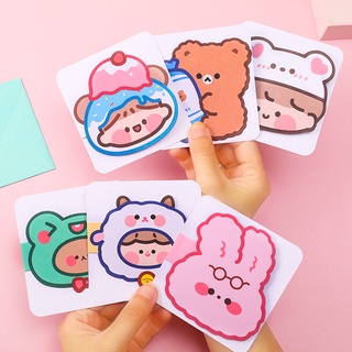 3 Thiệp Chúc Mừng Động Vật Và Cô Bé Kèm Phong Bì 9.3*9.3Cm - Vpp Thỏ Hồng - Thỏ Hồng VPP