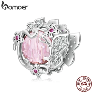 Phụ kiện BAMOER BSC552 bằng bạc 925 họa tiết bướm thời trang dùng làm vòng tay DIY đẹp mắt