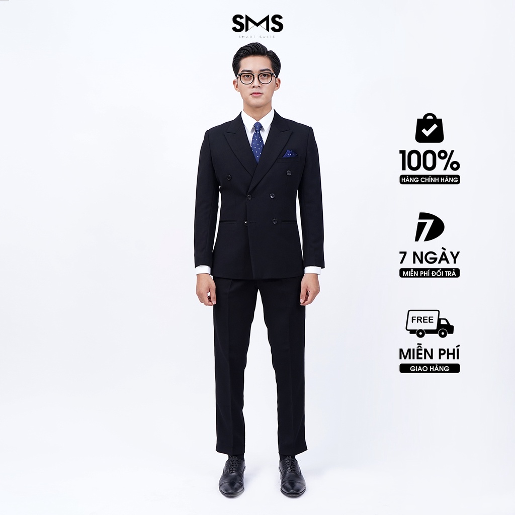 [Mã BMLTA35 giảm đến 35K đơn 99K] Vest nam đen 6 khuy, suits sartorial, chuẩn form Smart Suits