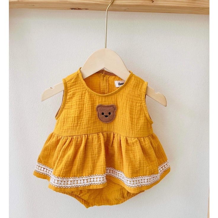 Bodysuit Cho Bé Gái Hình Gấu, Đồ Hè Cho Bé Gái Từ 5-13kg TNB