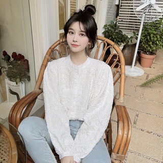 Áo Sơ Mi Tay Dài Phồng Dáng Rộng Thêu Họa Tiết Baju Baju Wanita Lengan Panjang Hàng Mới Có Sẵn
