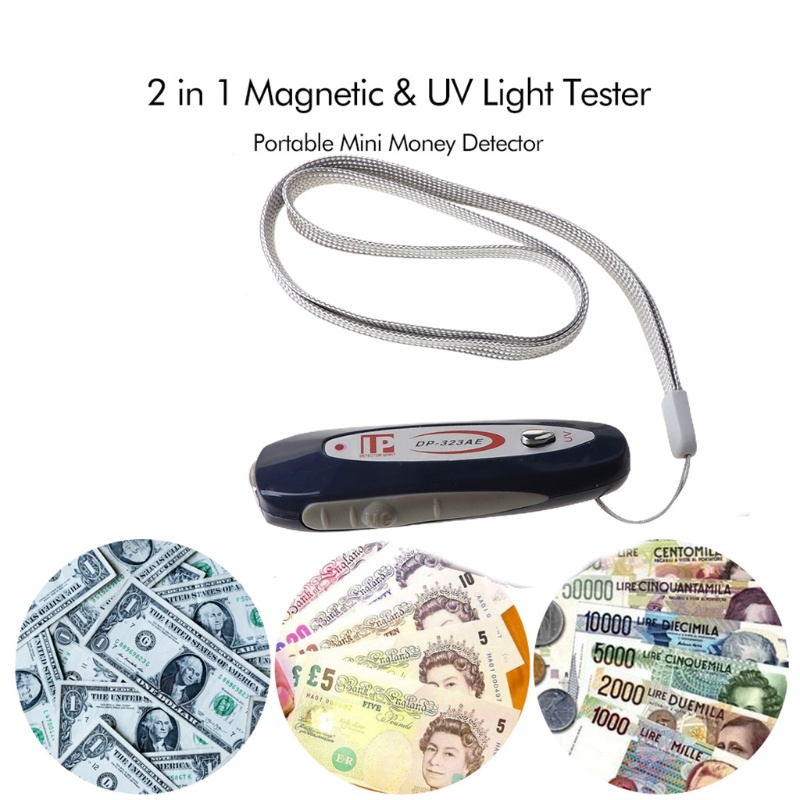 Bt Di Động Mini 2 Trong 1 UV Tiền Giấy Ghi Chú Máy Kiểm Tra Có Dây Buộc Máy Phát Hiện Từ Tính Móc Khóa Bền