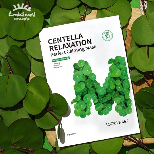 Mặt Nạ Rau Má Looks & Meii Centella Relaxation Perfect Calming Mask
