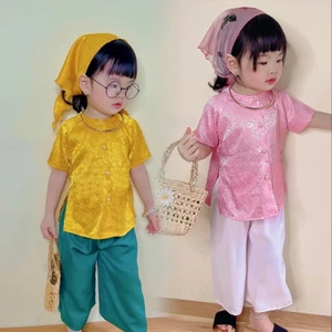 Bộ bà ba mẫu mới từ Bộ quần áo bà ba vải gấm lụa cho bé gái TB12