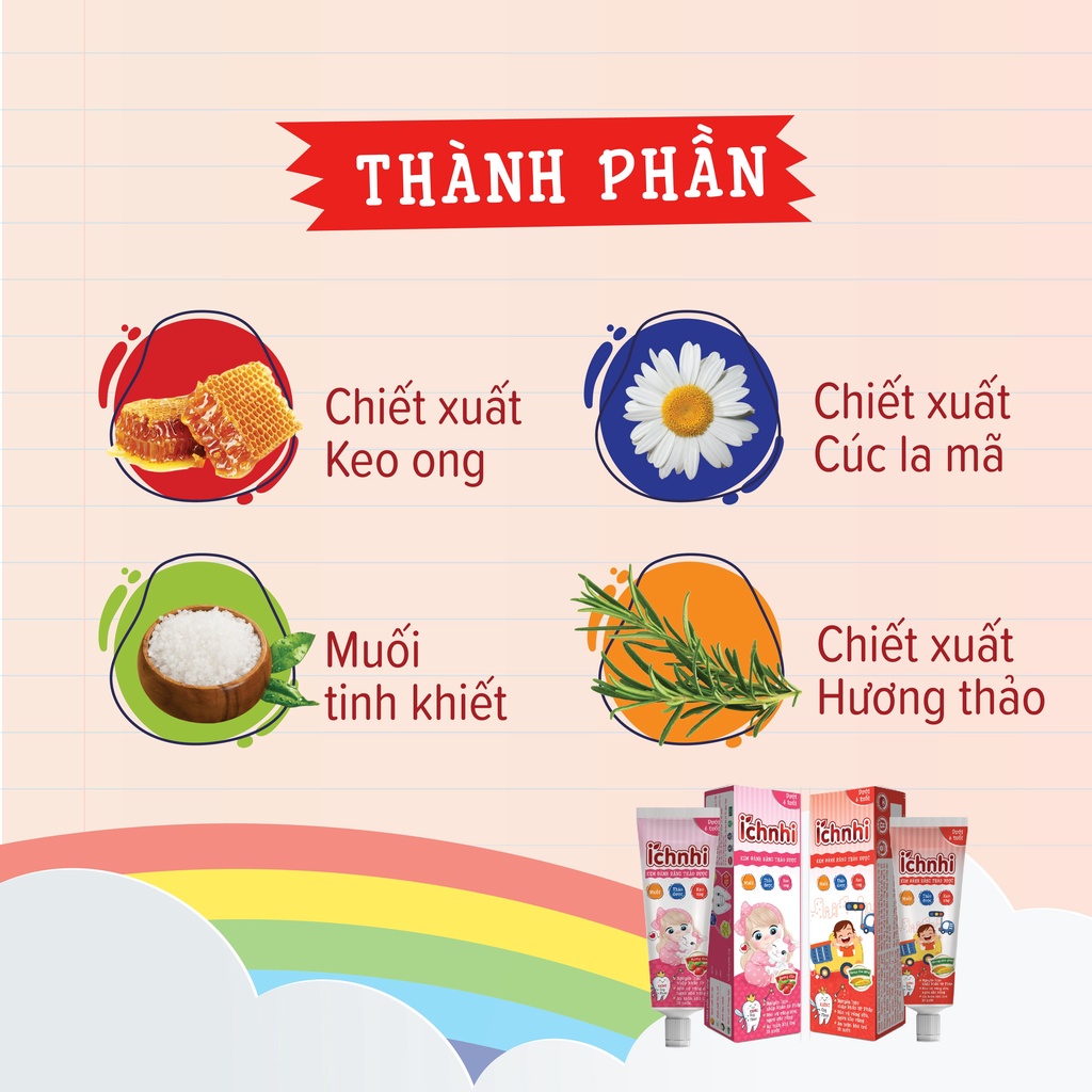 Ảnh Kem đánh răng thảo dược Ích Nhi hương dưa gang tuýp 50g cho bé dưới 6 tuổi nuốt được bảo vệ răng sữa, ngừa sâu răng 3