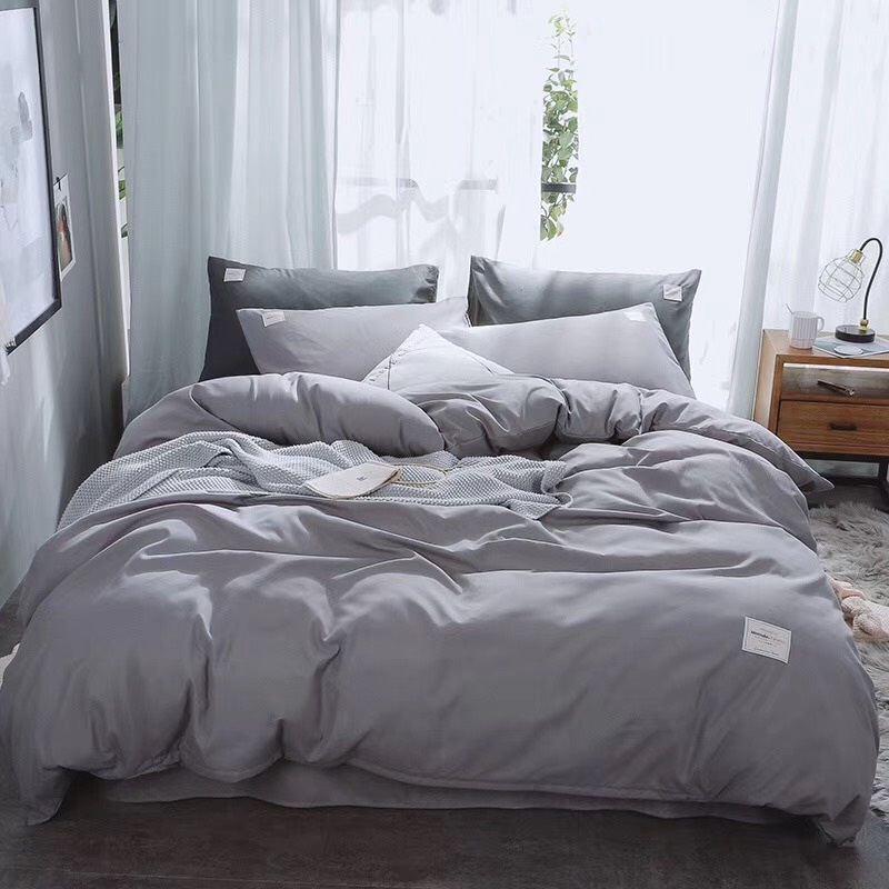 Ảnh Bộ vỏ chăn ca gối cotton tici LIDACO - Xám Nhạt 3