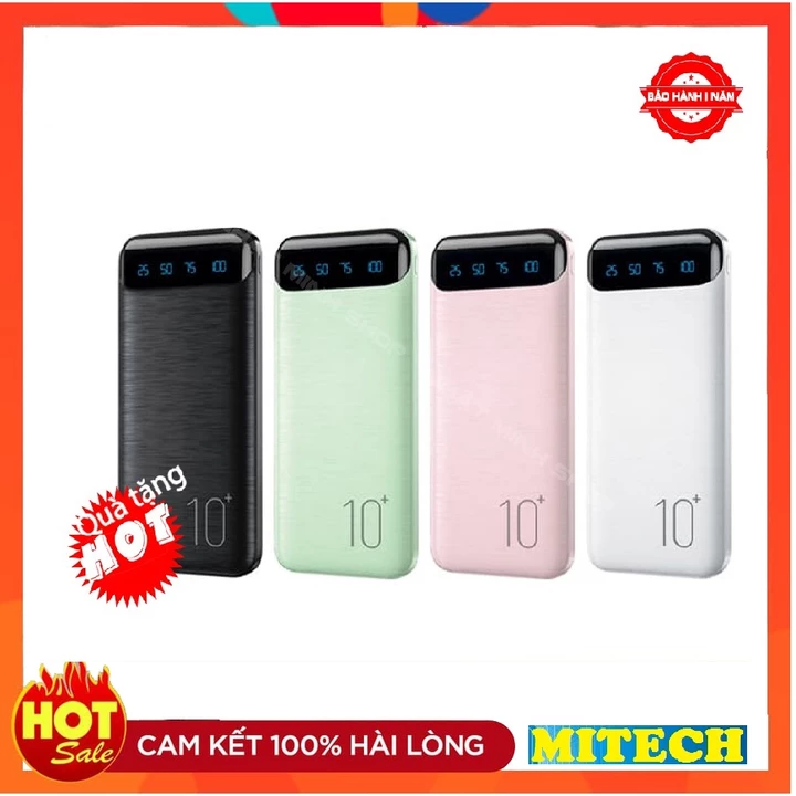 Pin sạc dự phòng ⚡️CHÍNH HÃNG⚡️ sạc dự phòng 10000 mAh WK WP-161 sạc 2 thiết bị, sạc nhanh 2.1A
