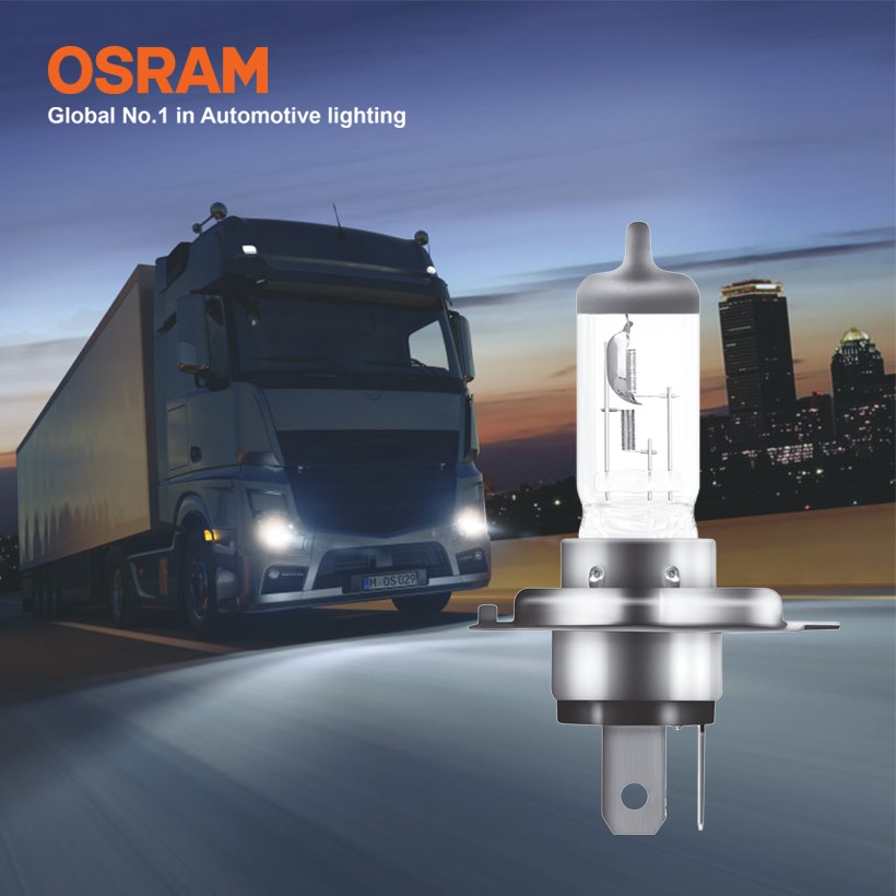 Combo 2 Bóng Đèn Halogen Tăng Sáng 100% OSRAM Truckstar Pro H4 24V 75/70W