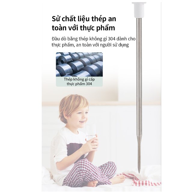 Nhiệt Kế Điện tử đa năng đầu gập Deli - Đo nhiệt độ thực phẩm, chất lỏng - Pha sữa, làm bánh, thử nước tắm cho bé - 8899