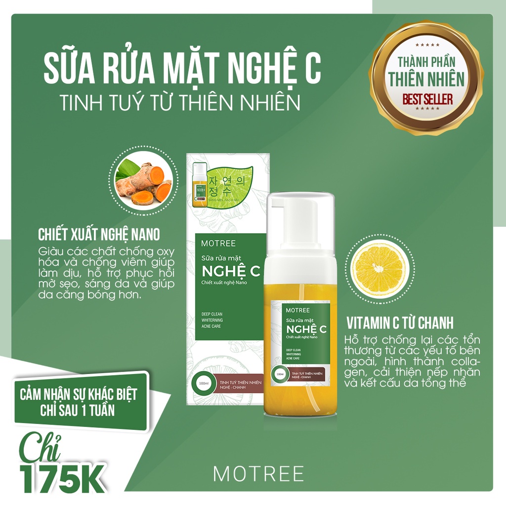 Ảnh Sữa rửa mặt NGHỆ C MOTREE 100ml. 2