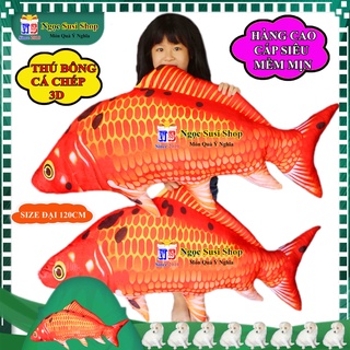 THÚ NHỒI BÔNG CON CÁ CHÉP 3D SIÊU TO KHỔNG LỒ SIZE ĐẠI DÀI 1M2 - GẤU BÔNG HÌNH CON CÁ CHÉP