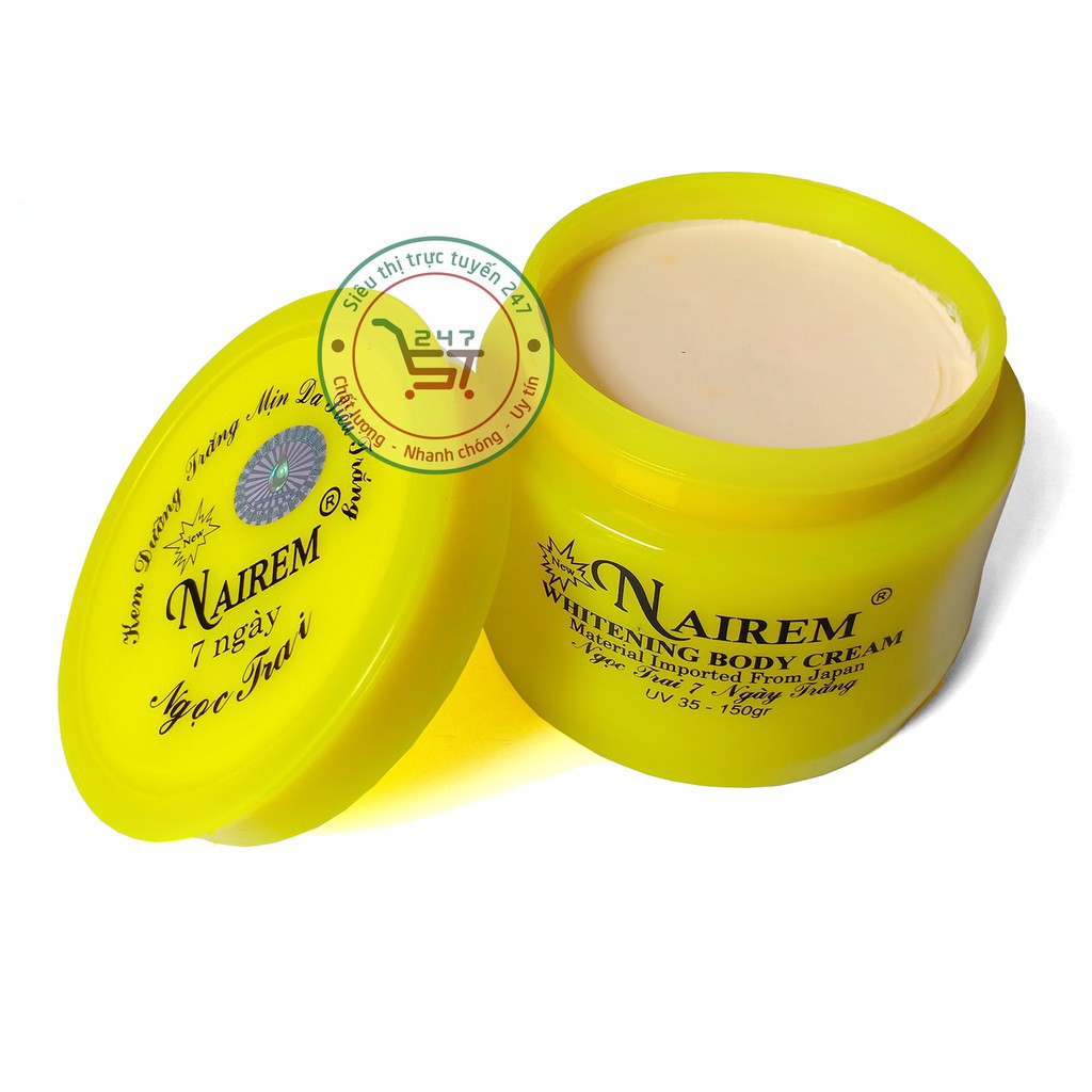 Kem body Trắng da toàn thân ngừa Lão hóa mờ Tàn nhang Nairem 150g (Vàng)