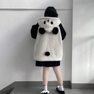 Women Faux Fleece Hoodies for Jacket  Panda Ears Long Sleeve Button Sweats