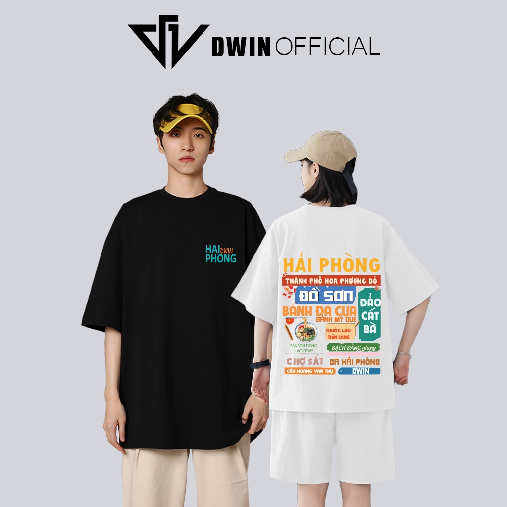 Mô tả Áo thun unisex Hải Phòng thời trang Dwin basic tee phông trơn nam nữ tay lỡ oversize form rộng - 1