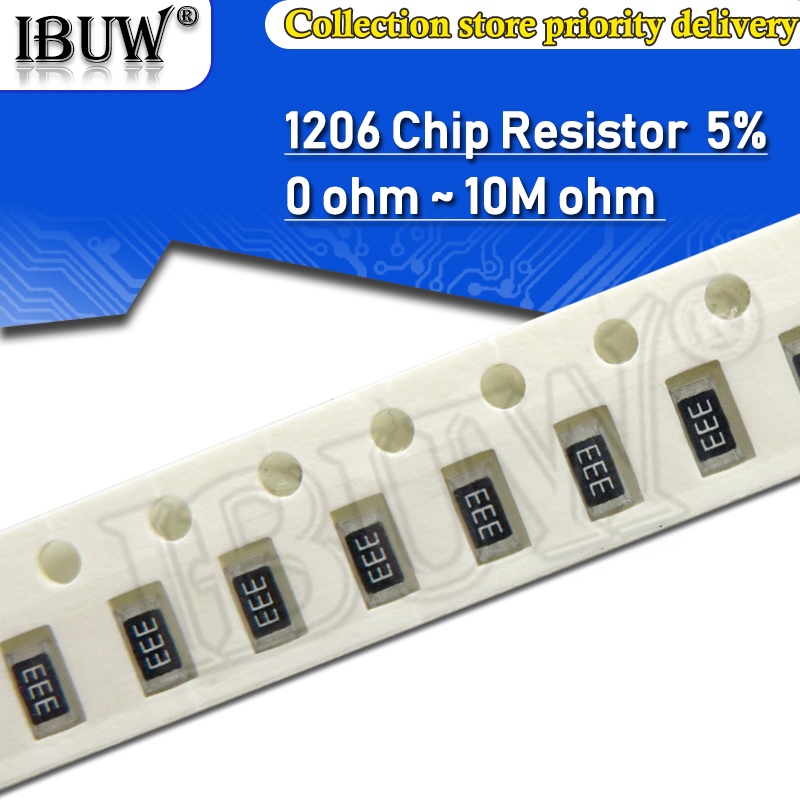 Set 100 chip Kháng Lực 1206 5% 1/4W SMD 100R-10K 100R 110R 200R 220R ...