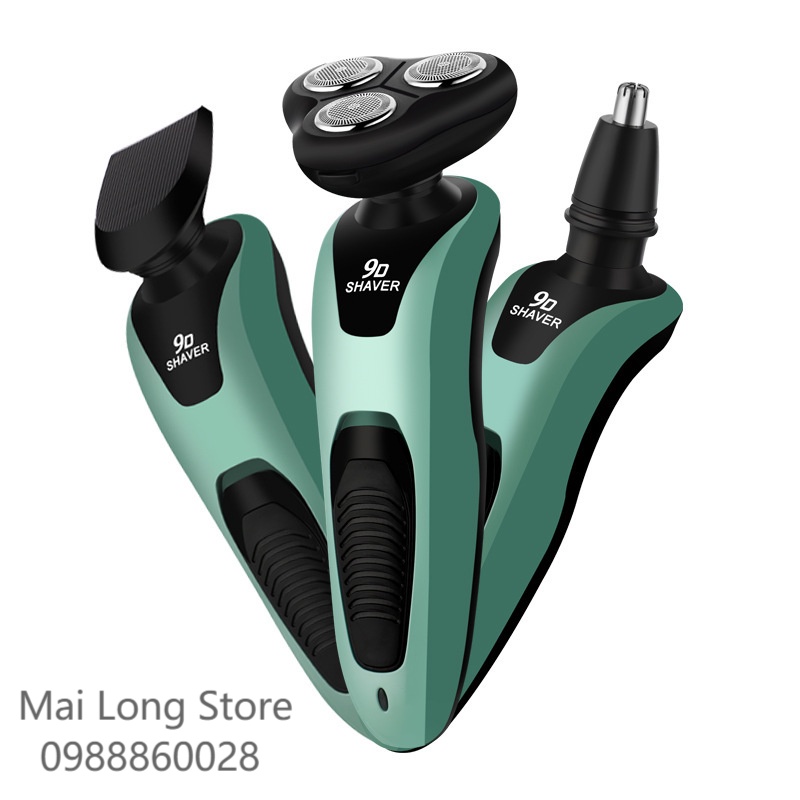 Máy Cạo Râu , Máy Cạo Râu Đa Năng 3 Lưỡi Xoay Cao Cấp SHAVER 9D Cạo Khô Không Rát
