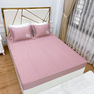 Ga gối lụa thêu thương hiệu, ga lụa trần bông kèm gối thêu LV cao cấp đủ size  loại 1