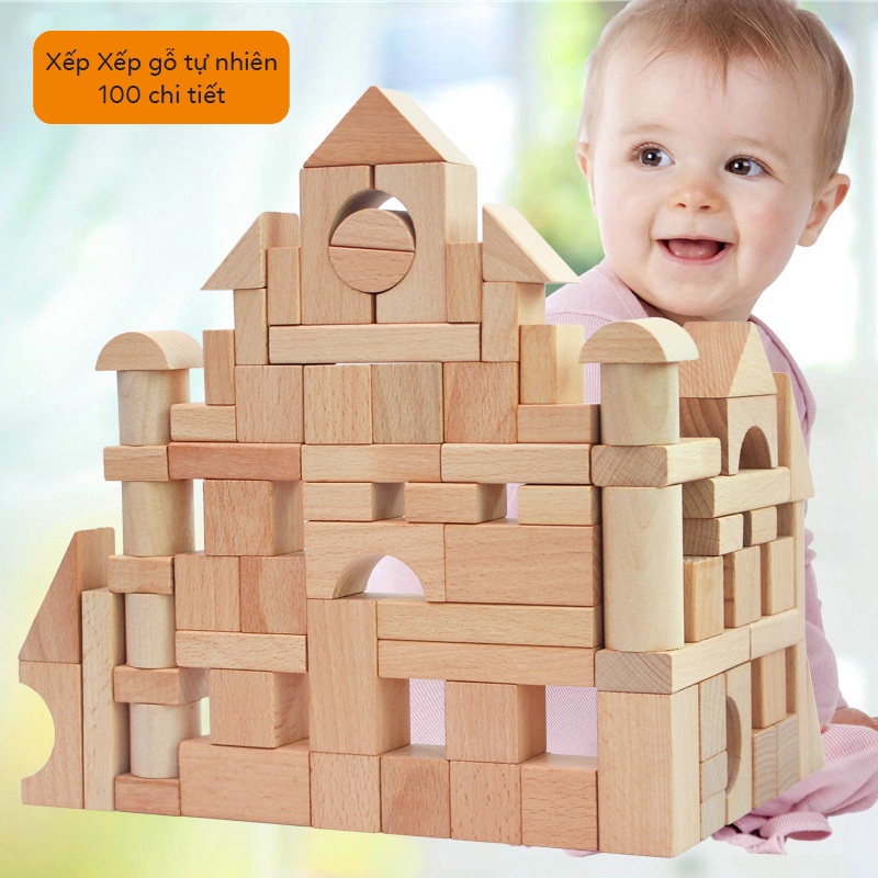 Mô tả Đồ chơi thông minh cho bé S-Kids, Bộ xếp hình khối xây dựng 100 chi tiết bằng gỗ. - 3