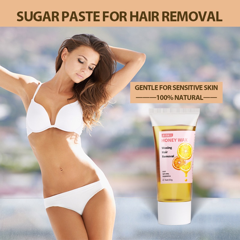 Ảnh RUOALL Wax tẩy lông Kem tẩy lông Triệt lông Vĩnh viễn 50g Kèm 3 tờ giấy và 2 que wax 4