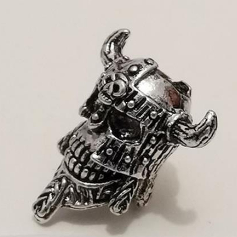 Vòng cổ đầu lâu Viking làm bằng kim loại, phù hợp với phụ kiện tóc nam